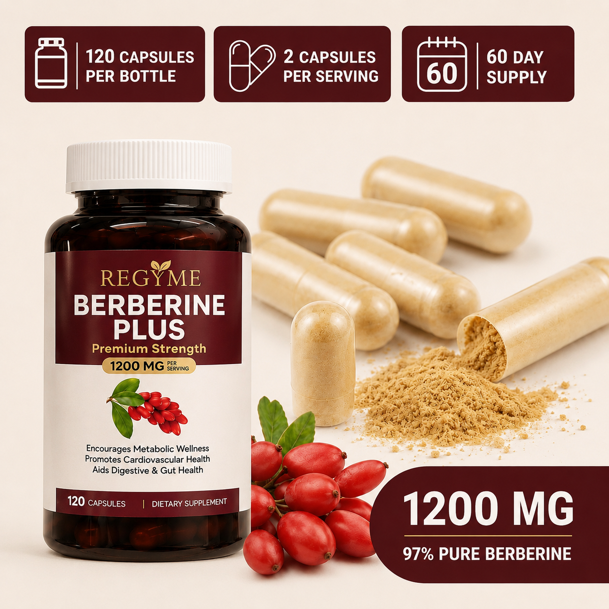 Berberine 1200mg 120 Capsules